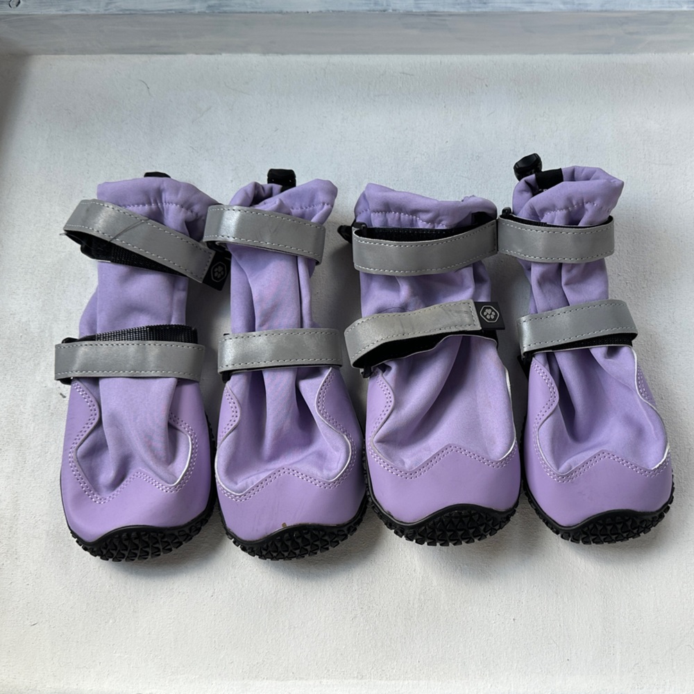 Spark Paws Dog Purple Boots with Gray Straps